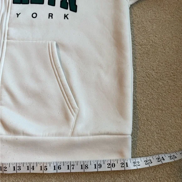 Men’s White 'Brooklyn New York' Sweatshirt Hoodie Size Large - Picture 11 of 12